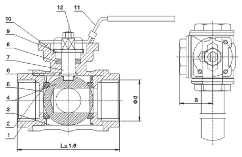 Sanitary Stainless Steel 3 Way Female Screwed Ball Valve